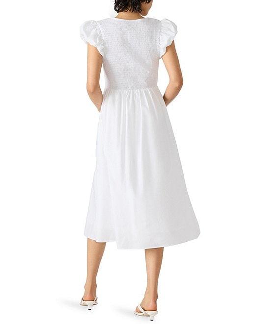 Steve Madden Gray V-Neck Cap Sleeve Midi Dress Product Image