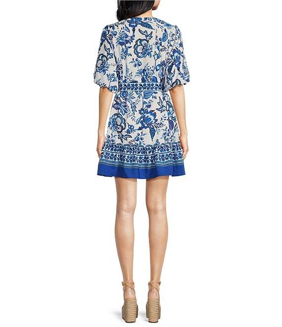 Sugarlips Floral Print Balloon Short Sleeve Crew Neck Dress Product Image