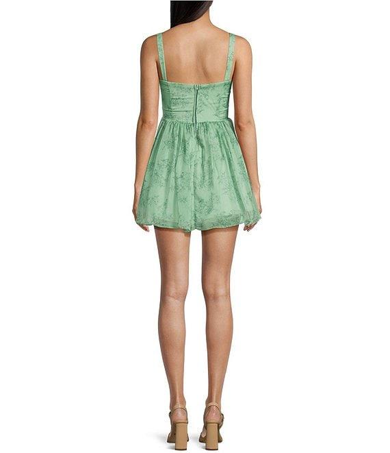 B. Darlin Sleeveless Floral Print Sweetheart Neck Trim Party Dress Product Image