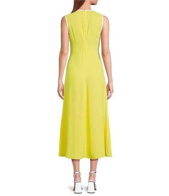 Trina Turk Magnifique Double Georgette Round Neck Sleeveless Midi Dress Product Image