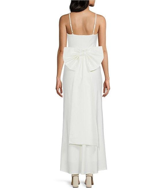 Allison & Kelly Square Neck Spaghetti Straps Bow Back Dress Product Image