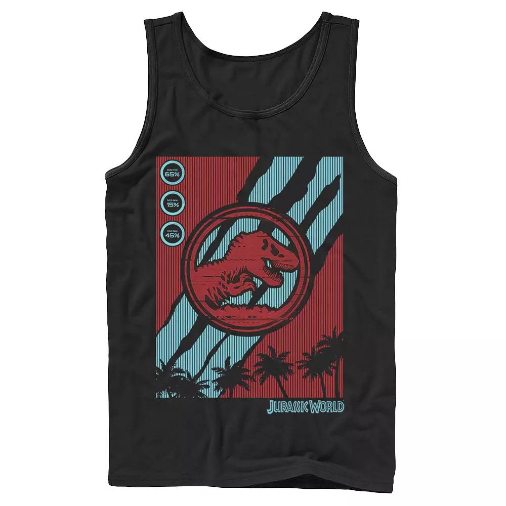 Men's Jurassic World Two Logo Tech Screen Glitch Tank Top,  Product Image