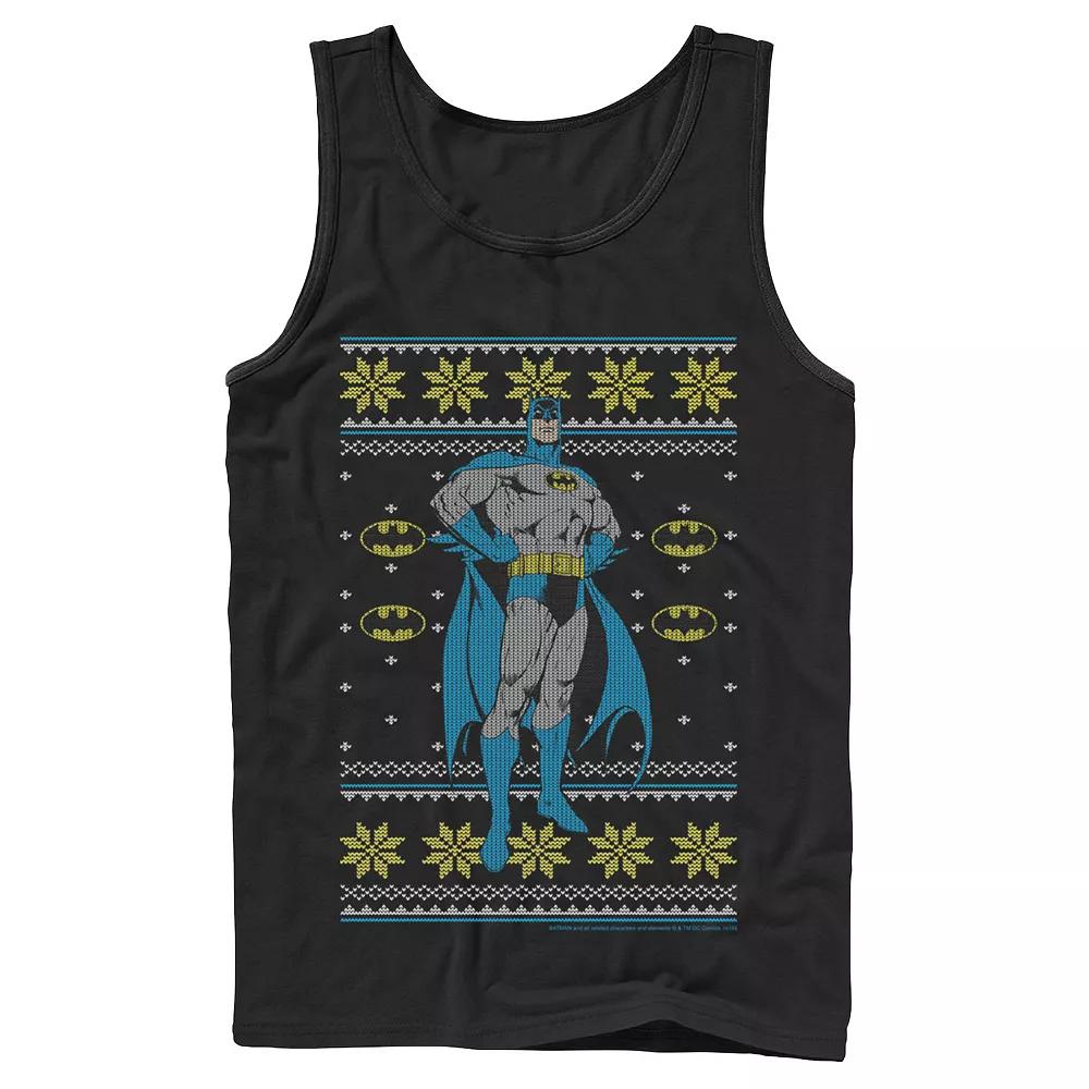 Men's DC Comics Batman Power Stance Christmas Sweater Style Tank Top,  Product Image