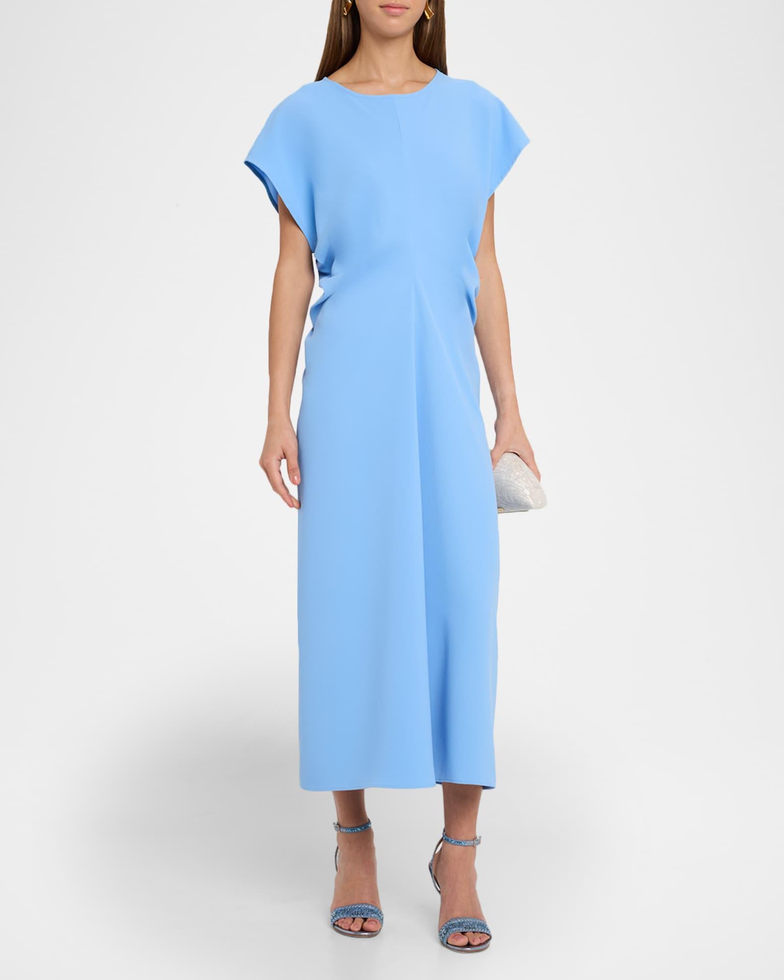 Salto Draped Crepe Envers Satin Midi Dress Product Image