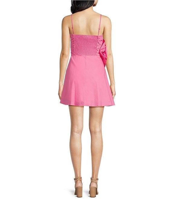 Layered With Love Poplin Square Neck Sleeveless Rosette A-Line Mini Dress Product Image