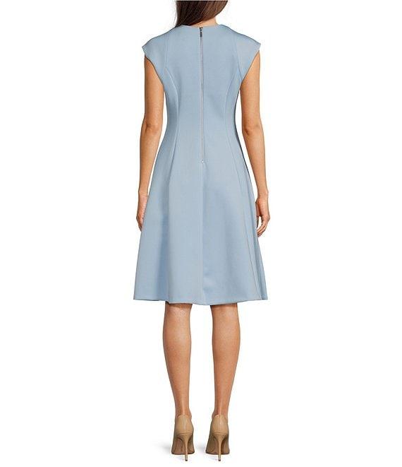 Calvin Klein Short Sleeve V-Neck Scuba A-Line Dress Product Image