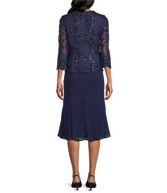 Alex Evenings Stretch Tulle Chiffon Jacket Midi Dress Product Image