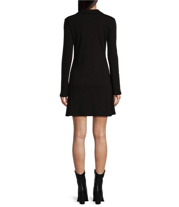 Copper Key Collared Ribbed Knit Dress Product Image