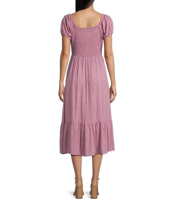 Angie U-Neckline Short Sleeve Empire Midi Dress Product Image