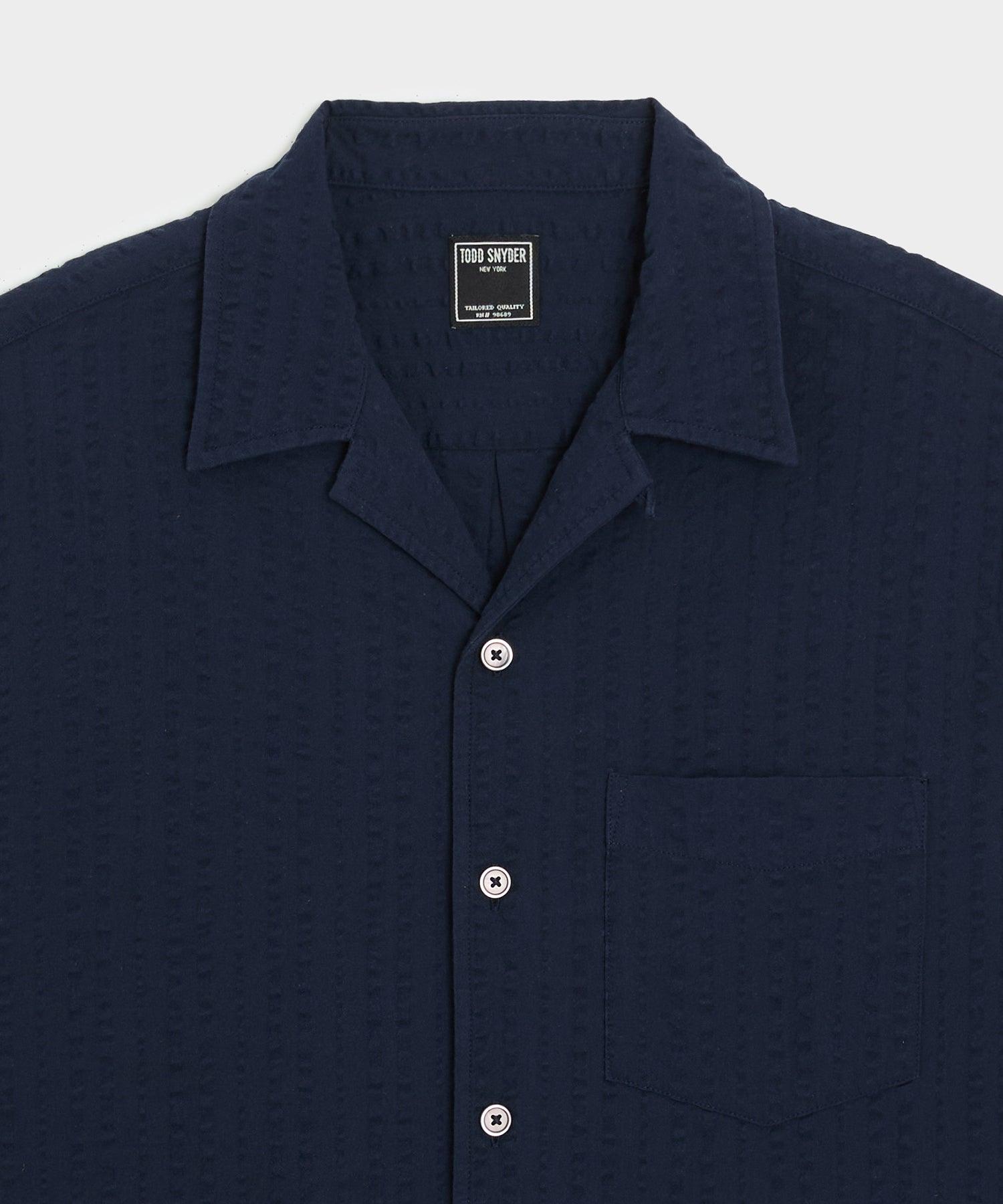 Cropped Seersucker Camp Collar Shirt Product Image