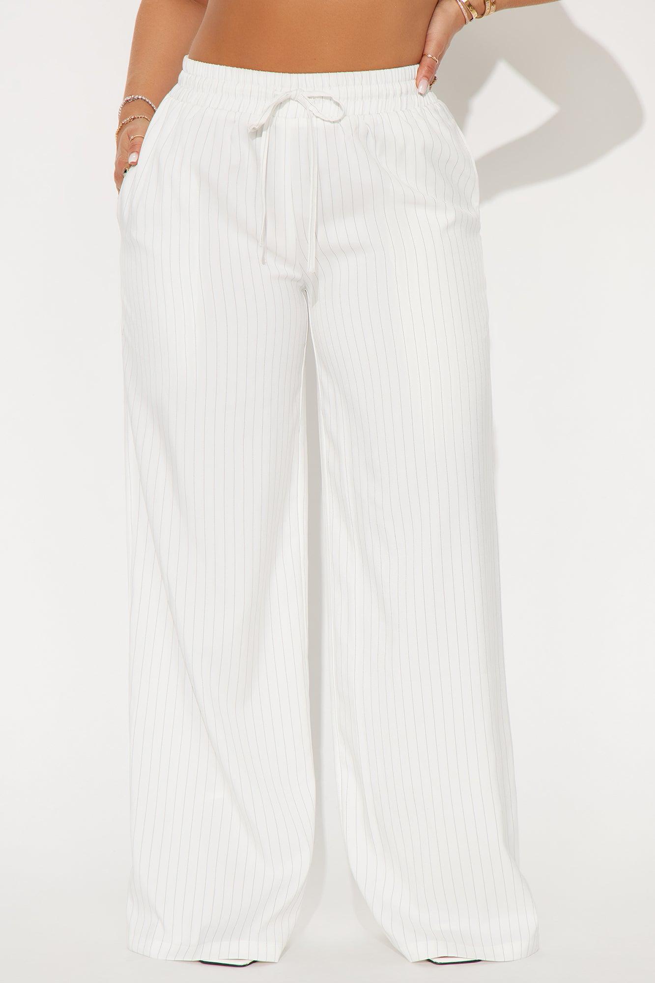 Estrada Pinstripe Trouser Pant - Ivory Product Image