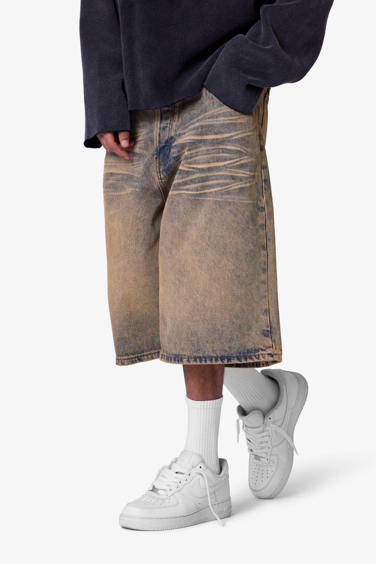 Baggy Dust Stone Denim Shorts - Vintage Blue Product Image