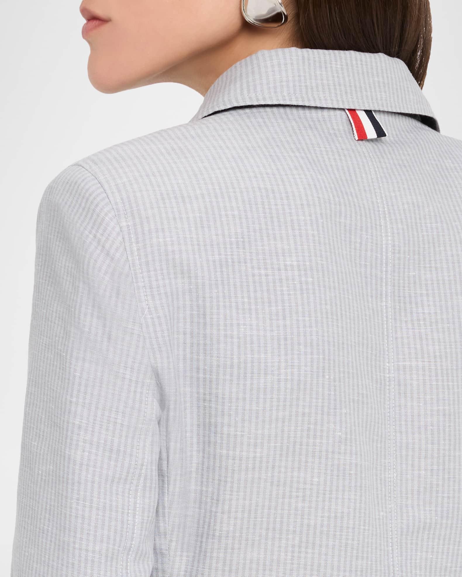 Striped Linen-Cotton Single-Breasted Crop Sportcoat Product Image