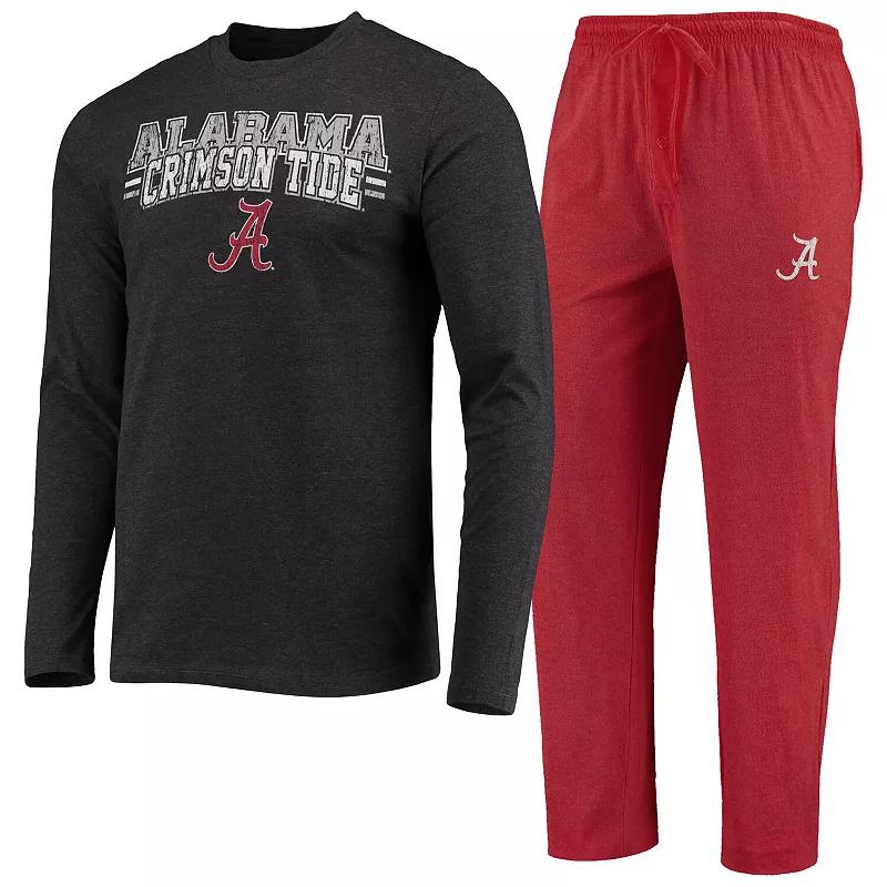 Men's Concepts Sport Crimson/Heathered Charcoal Alabama Crimson Tide Meter Long Sleeve T-Shirt & Pants Sleep Set, Size: Small Product Image