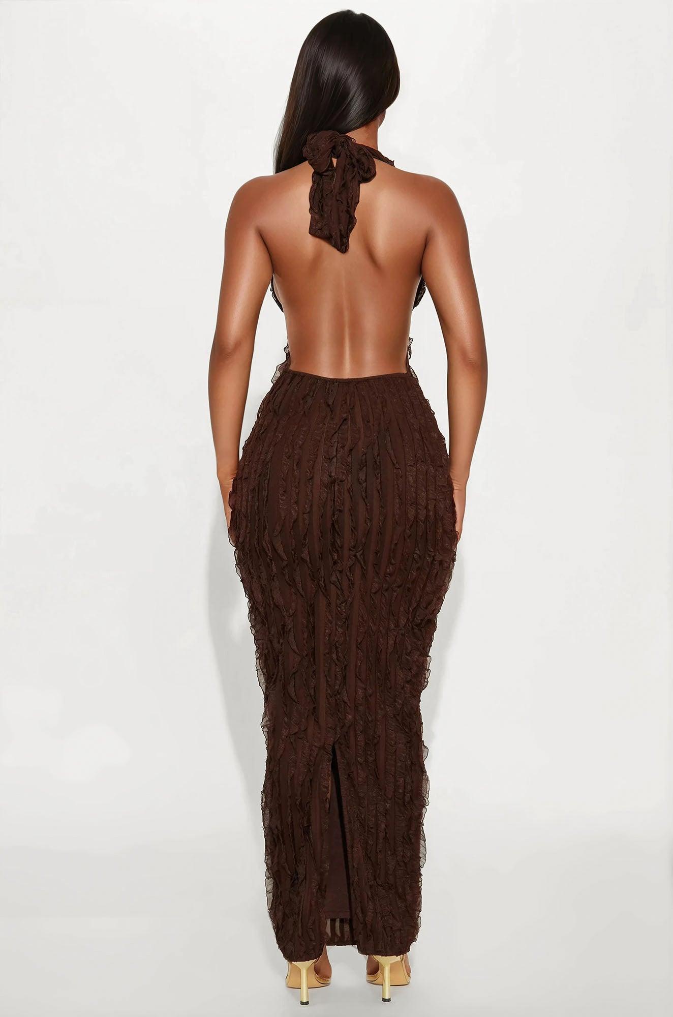 Ivy Textured Maxi Dress - Chocolate Product Image