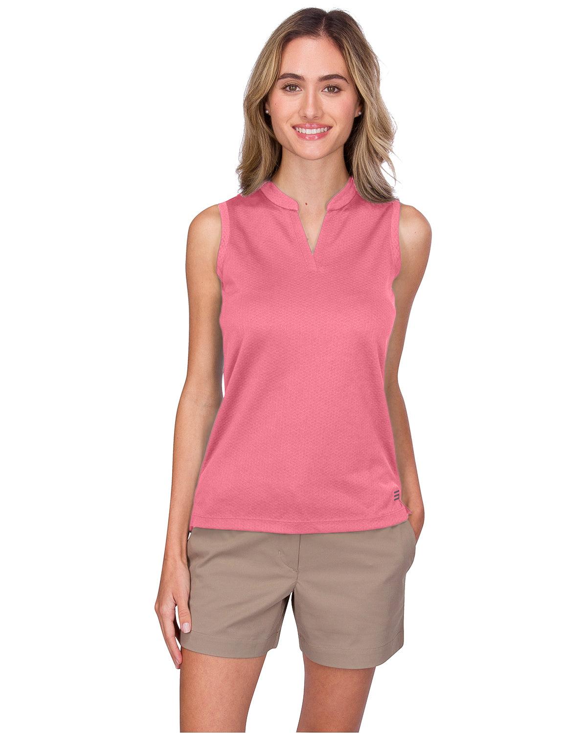Three Sixty Six Women's Waffle-Textured Collarless Golf Polo Female Product Image
