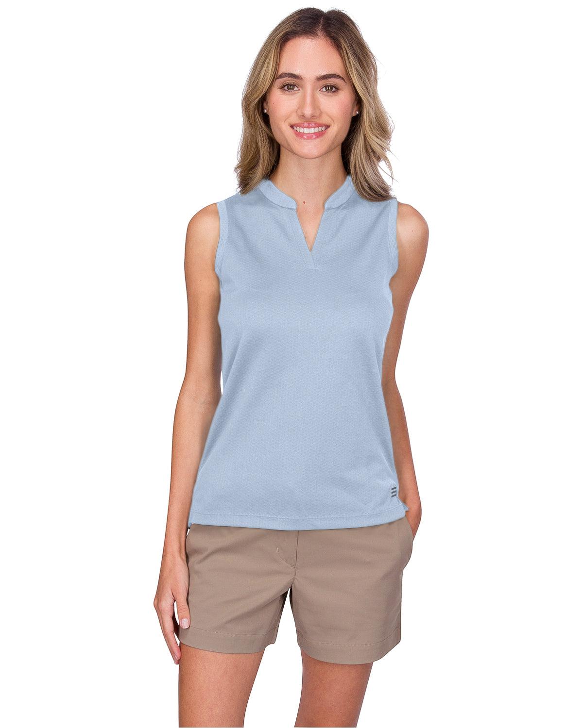 Three Sixty Six Women's Waffle-Textured Collarless Golf Polo Female Product Image