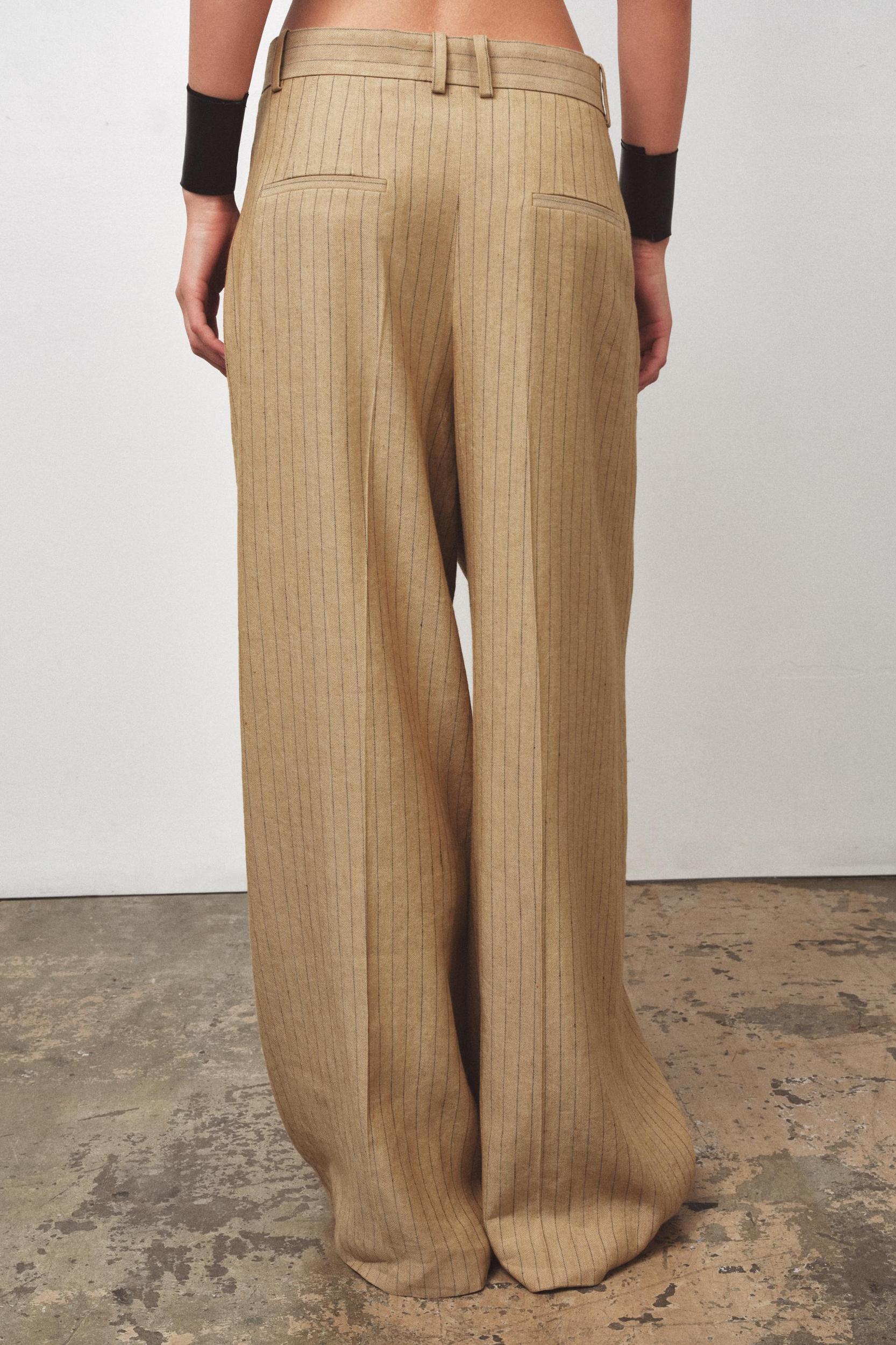 ZW COLLECTION LINEN STRIPE PLEATED PANTS Product Image