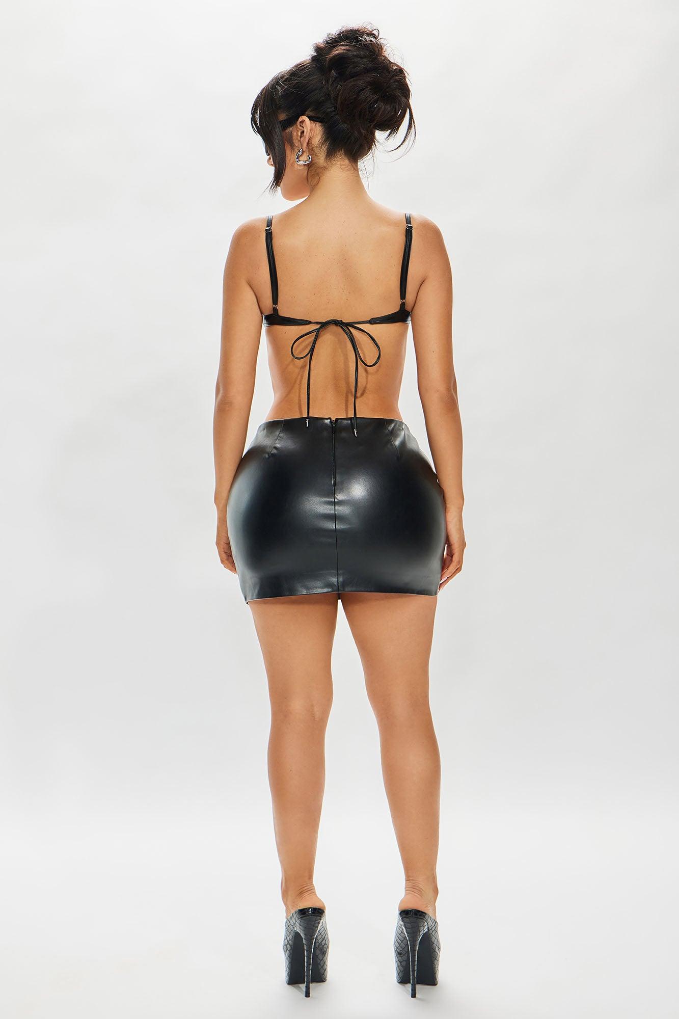 Binx Faux Leather Mini Skirt - Black Product Image