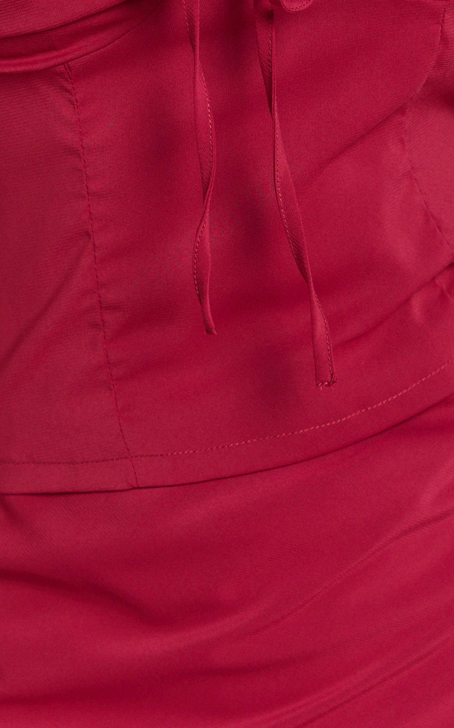 Clare Top - Gathered Front Bow Strappy Crop Top in Cherry Red Product Image