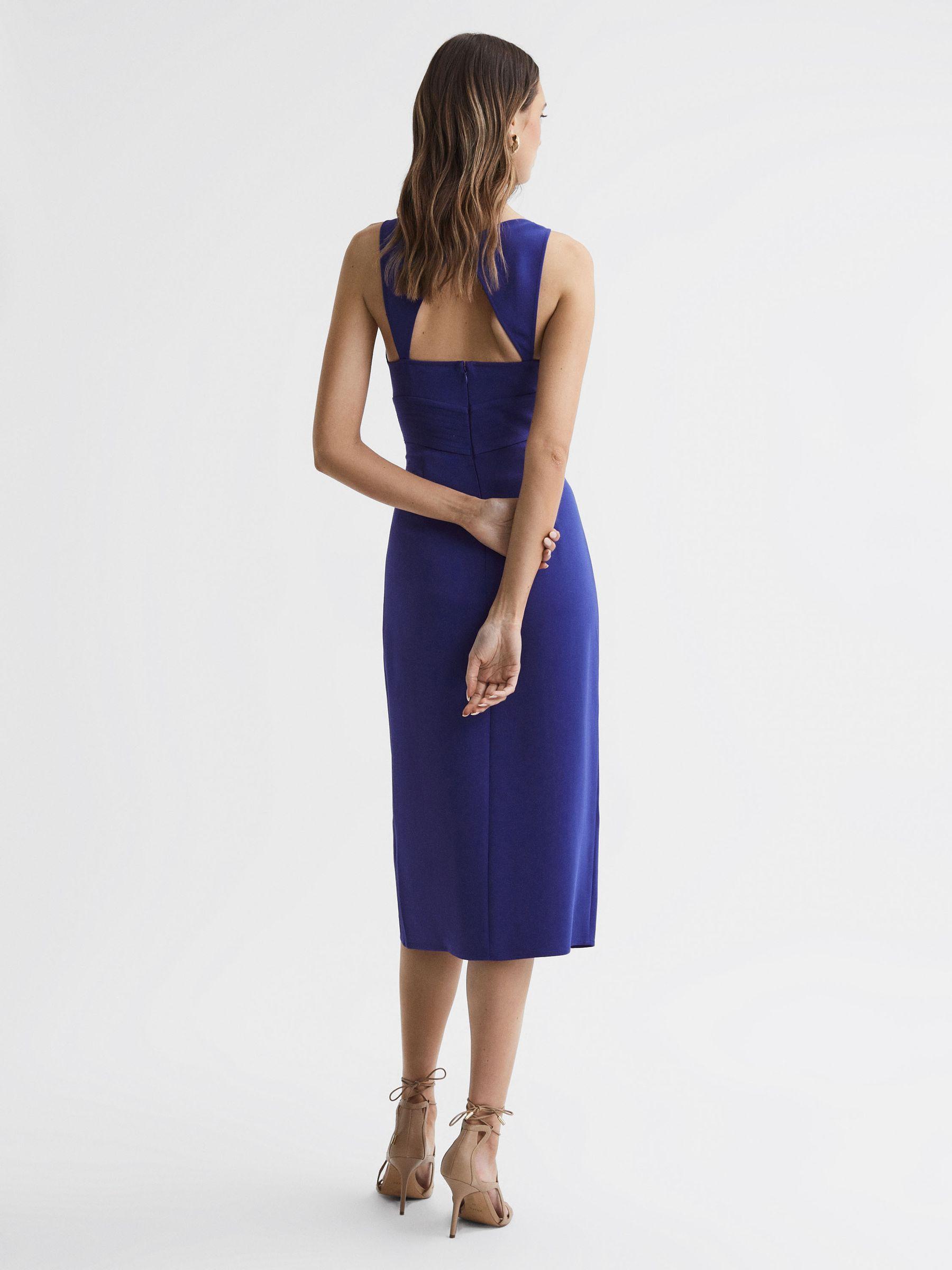 Petite Jersey Twist-Detail Midi Dress in Grey Product Image