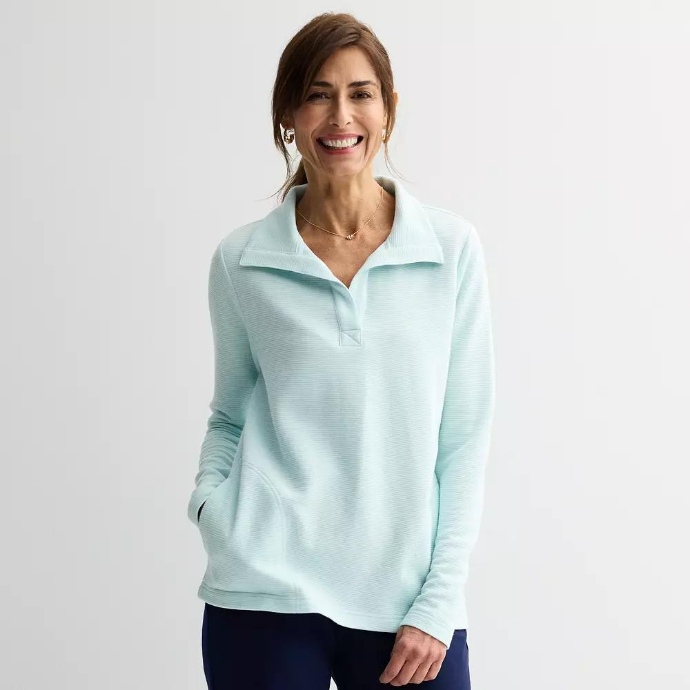 Women's Croft & Barrow® Open Collar Pullover, Size: XL, Blue Tint Product Image