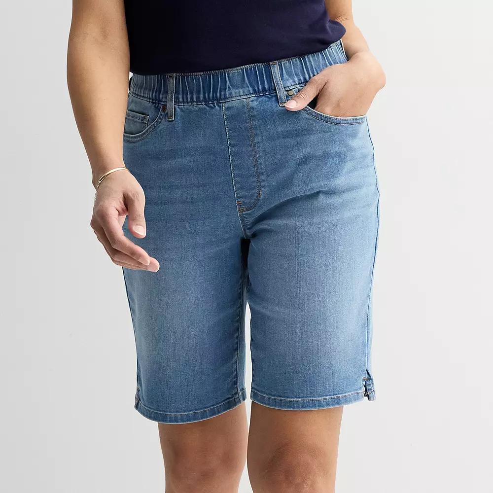 Women's Croft & Barrow® Modern Denim Pull-On Bermuda Shorts, Size: Medium, Medium Blue Product Image