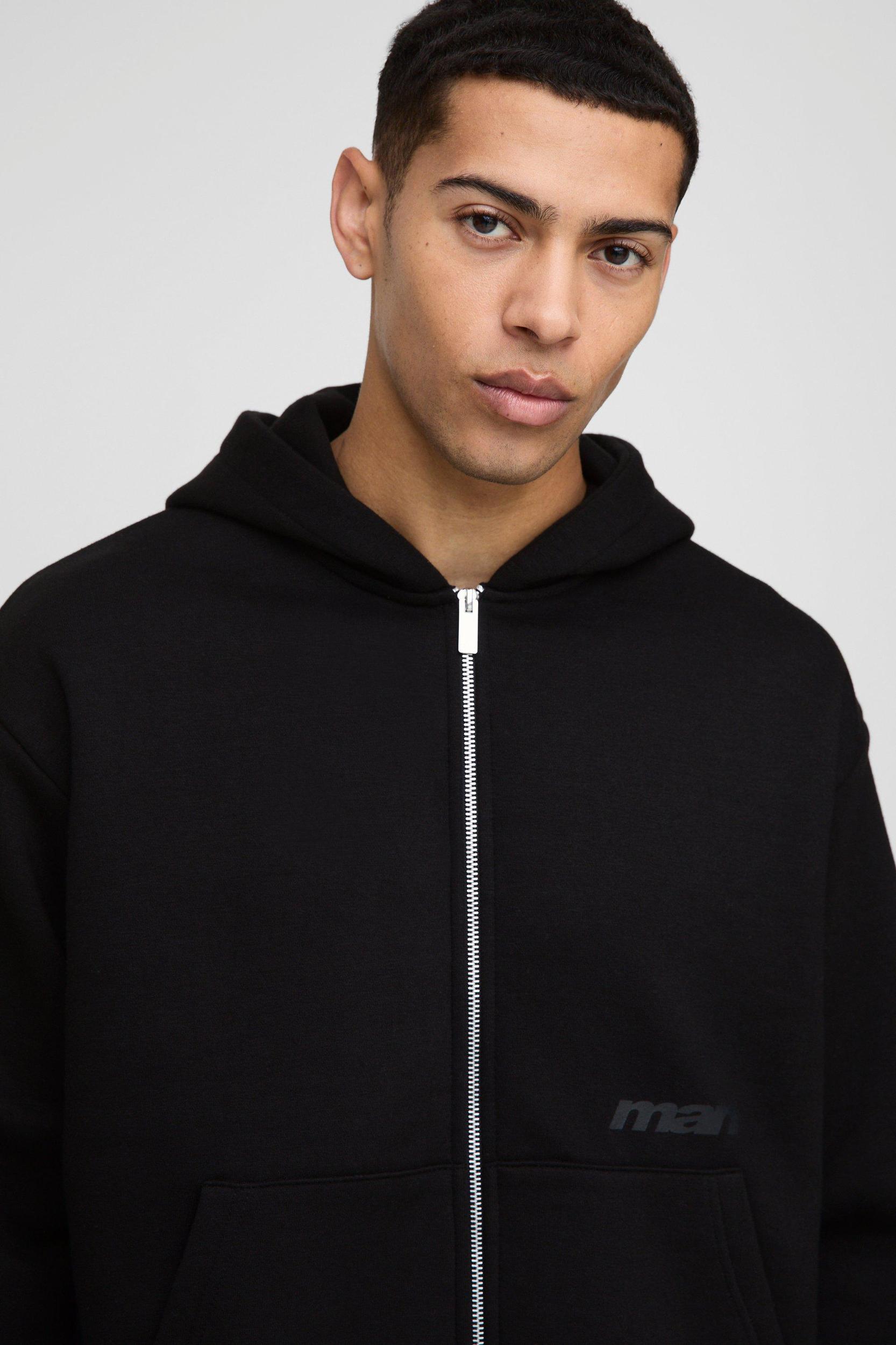 Oversized Boxy Man Zip Through Hoodie | boohooMAN USA Product Image