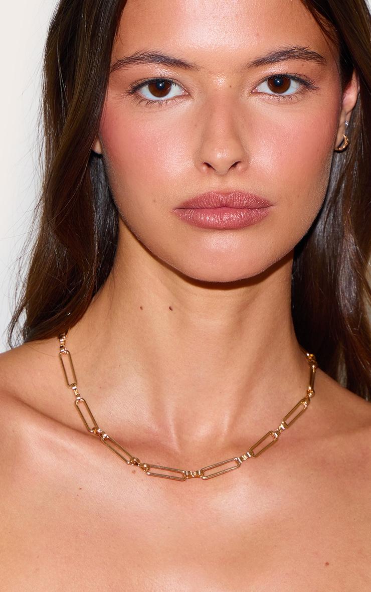 Gold Spaced Chain Link Necklace Product Image