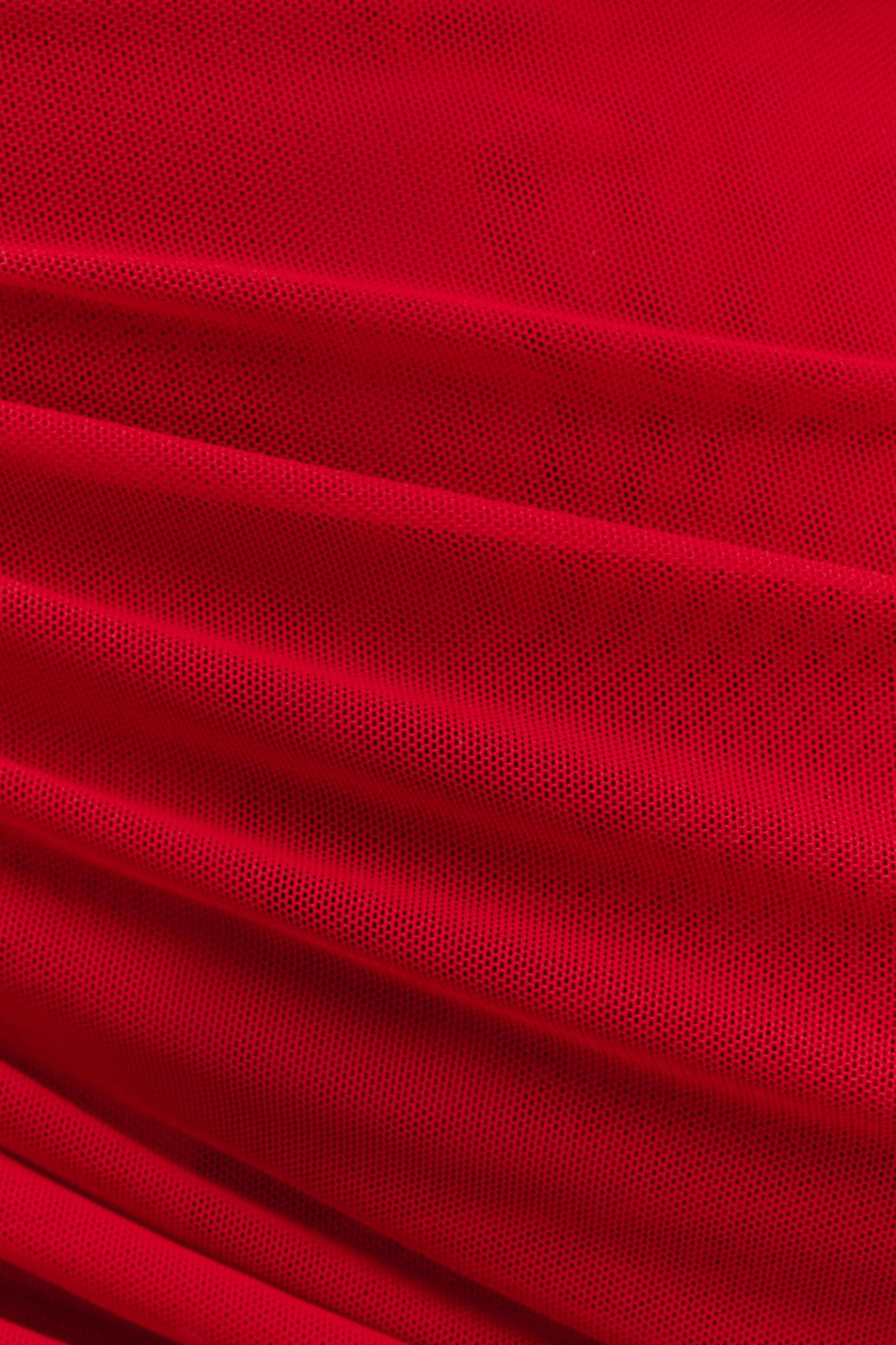 Everly Sheer Mesh Off Shoulder Top - Ruby Product Image