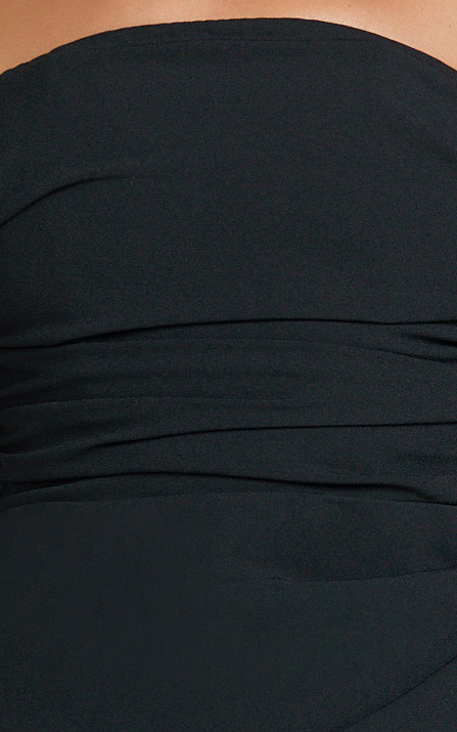 Lohan Midi Dress - Off Shoulder Puff Sleeve in Black Product Image