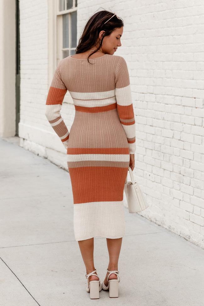 Let's Go Out Tan Stripe Sweater Dress FINAL SALE Product Image