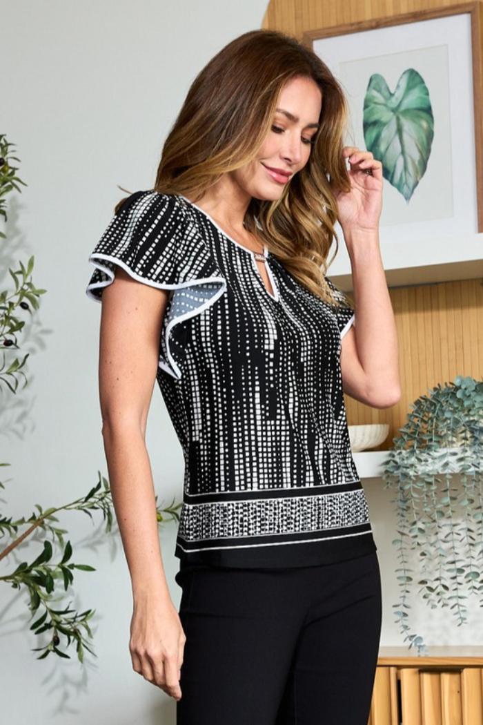 Keyhole Flutter Sleeve Top Product Image