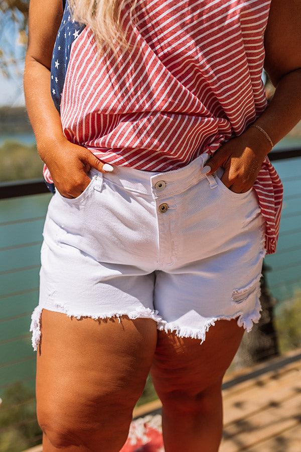 The Craine High Waist Distressed Shorts Curves Product Image