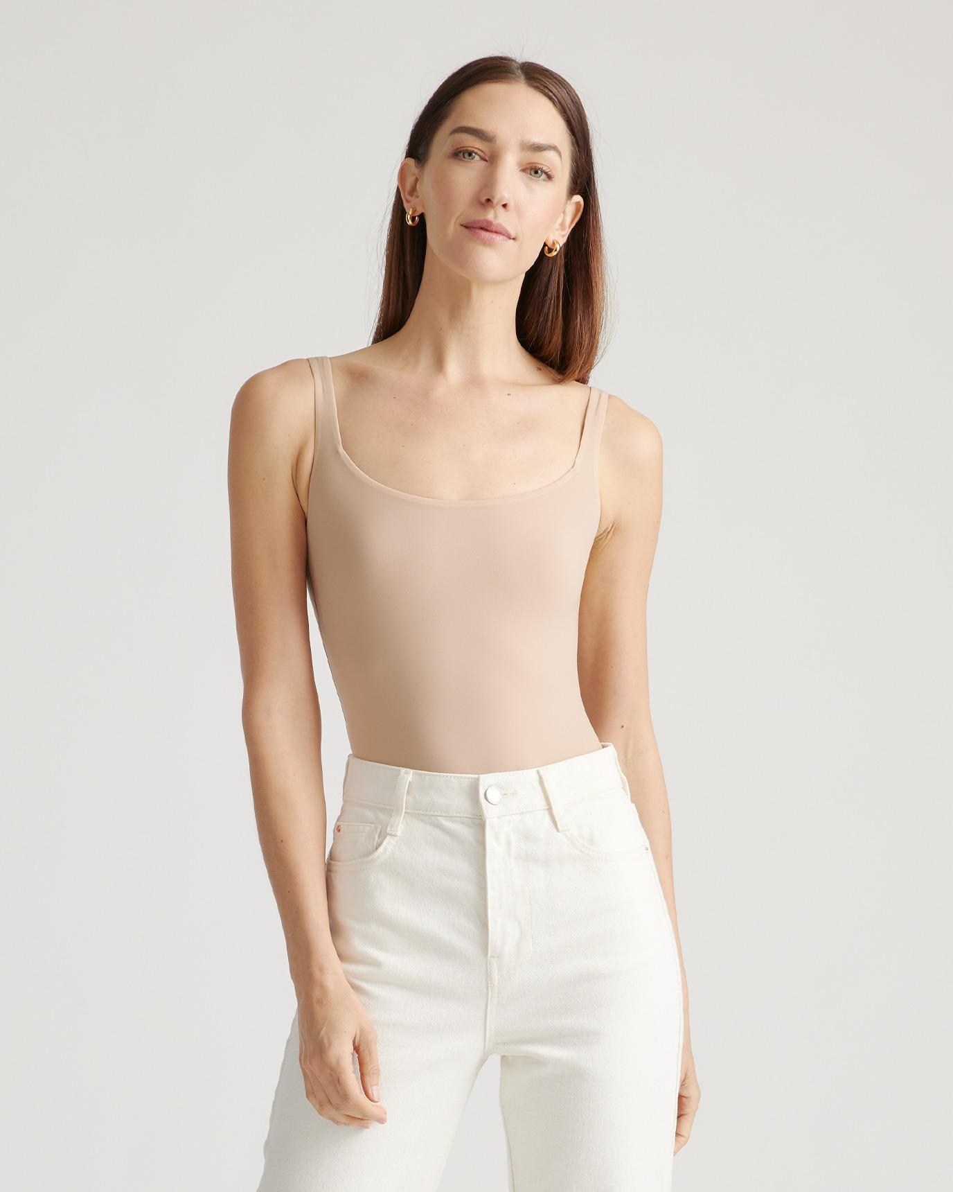 Quince | Women's Second Skin Square Neck Tank Top Bodysuit Nylon/Spandex Product Image