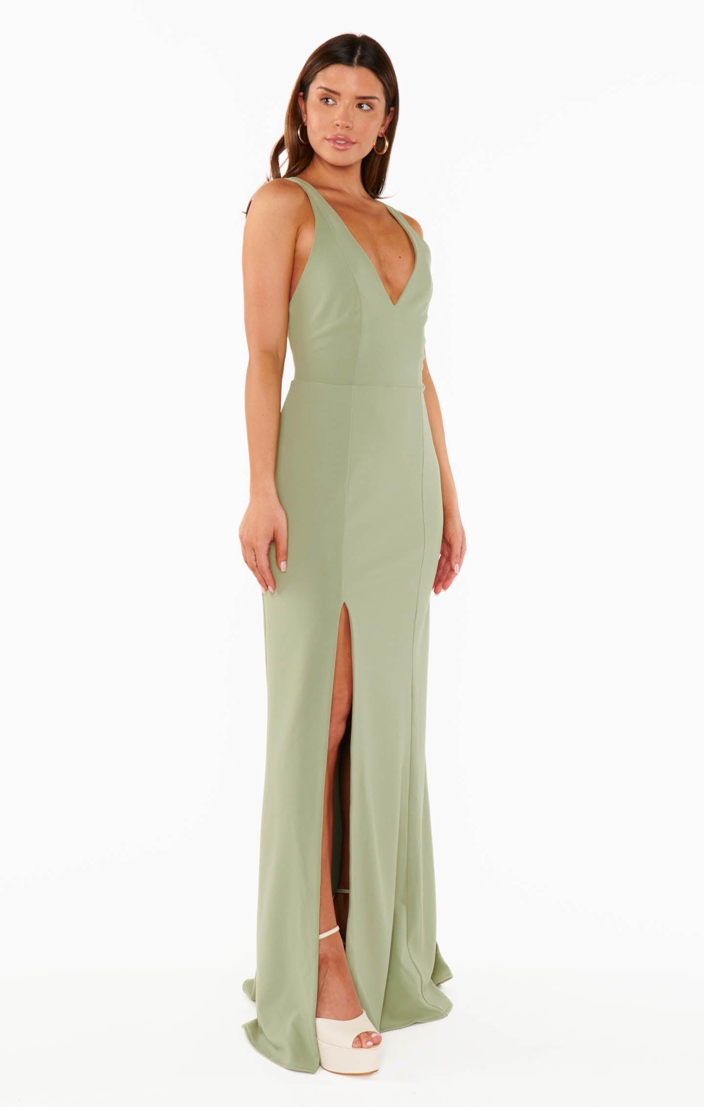 Rachel Maxi Dress ~ Moss Green Stretch Product Image