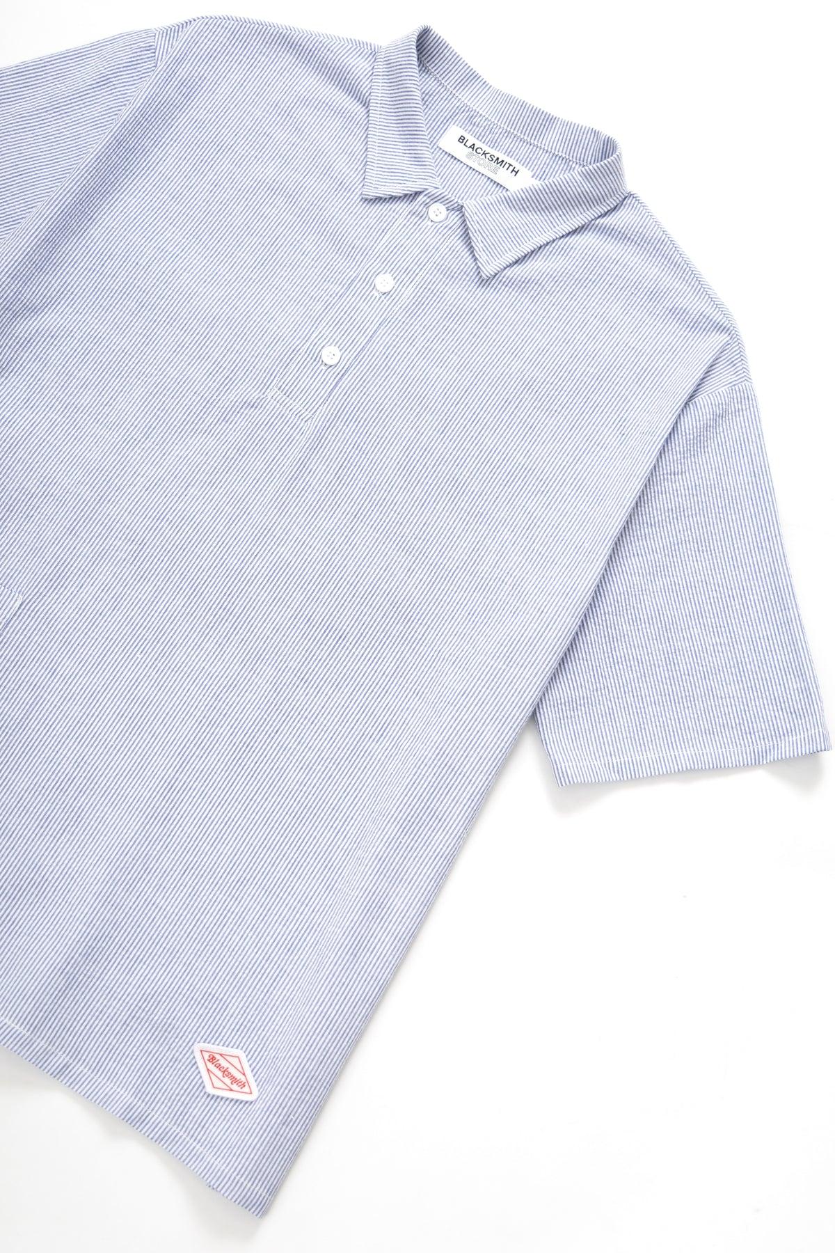 Blacksmith - Short Sleeved Popover Shirt - Blue Seersucker Product Image