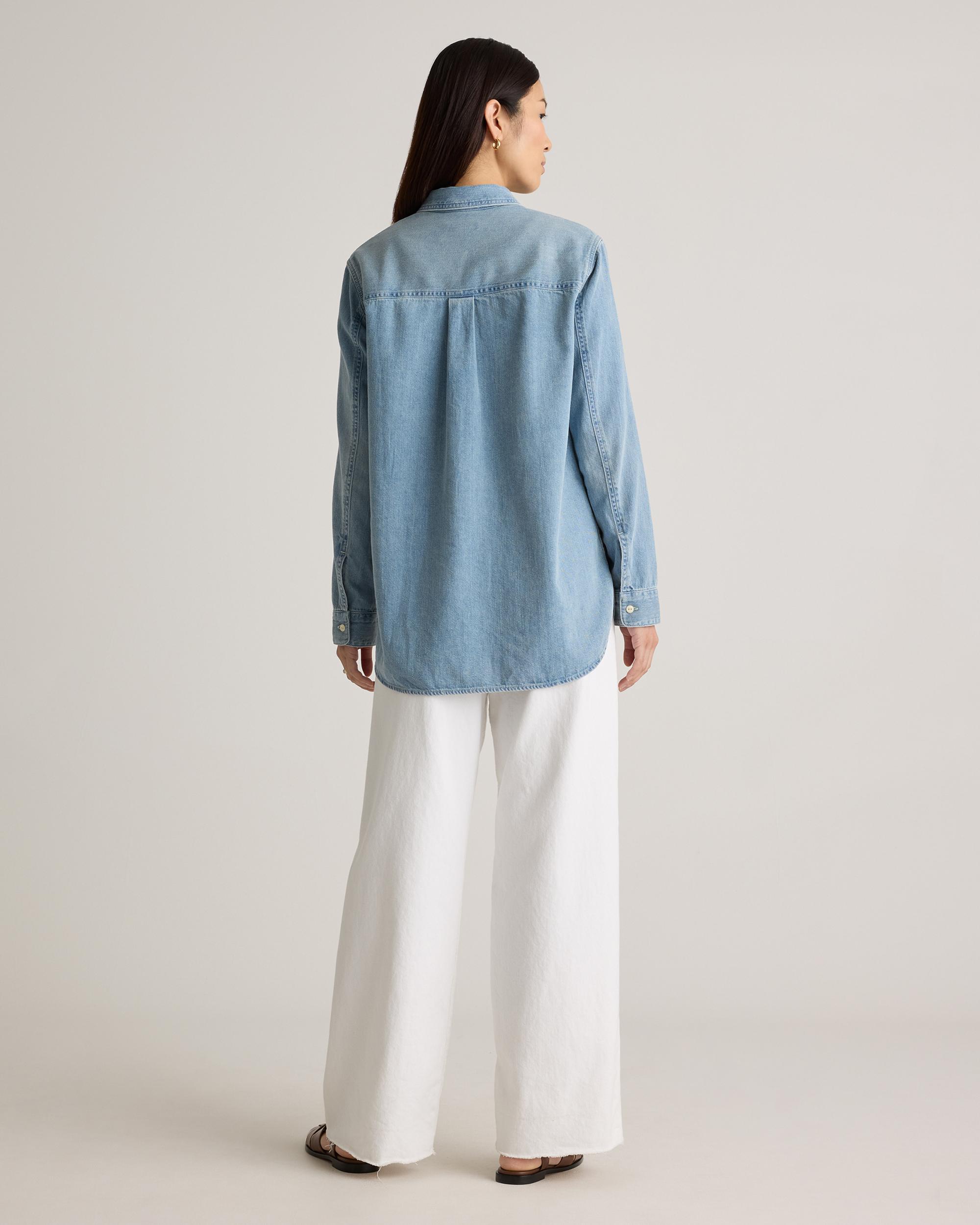 Quince | Women's Distressed Denim OverSized Shirt Size XS, Cotton Product Image