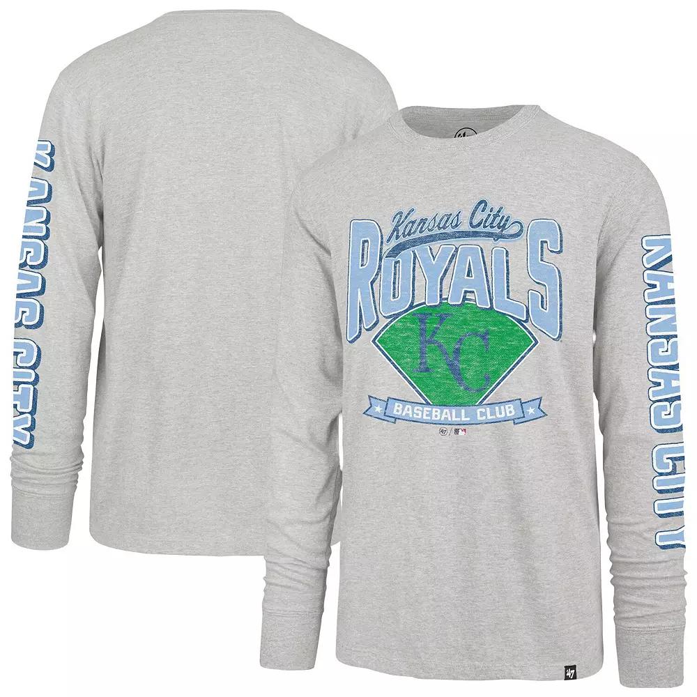 Men's '47 Gray Kansas City Royals Fair Ball Franklin Long Sleeve T-Shirt,  Product Image