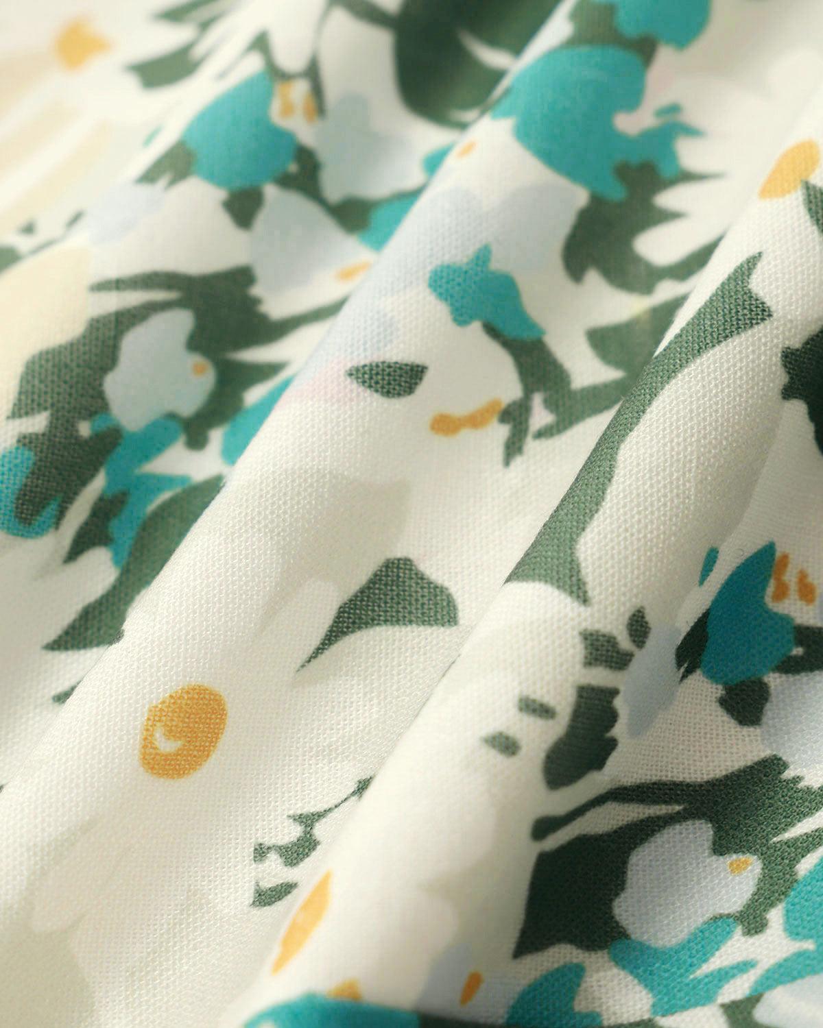 Green Floral Plant Sleeveless Mini Dress Product Image