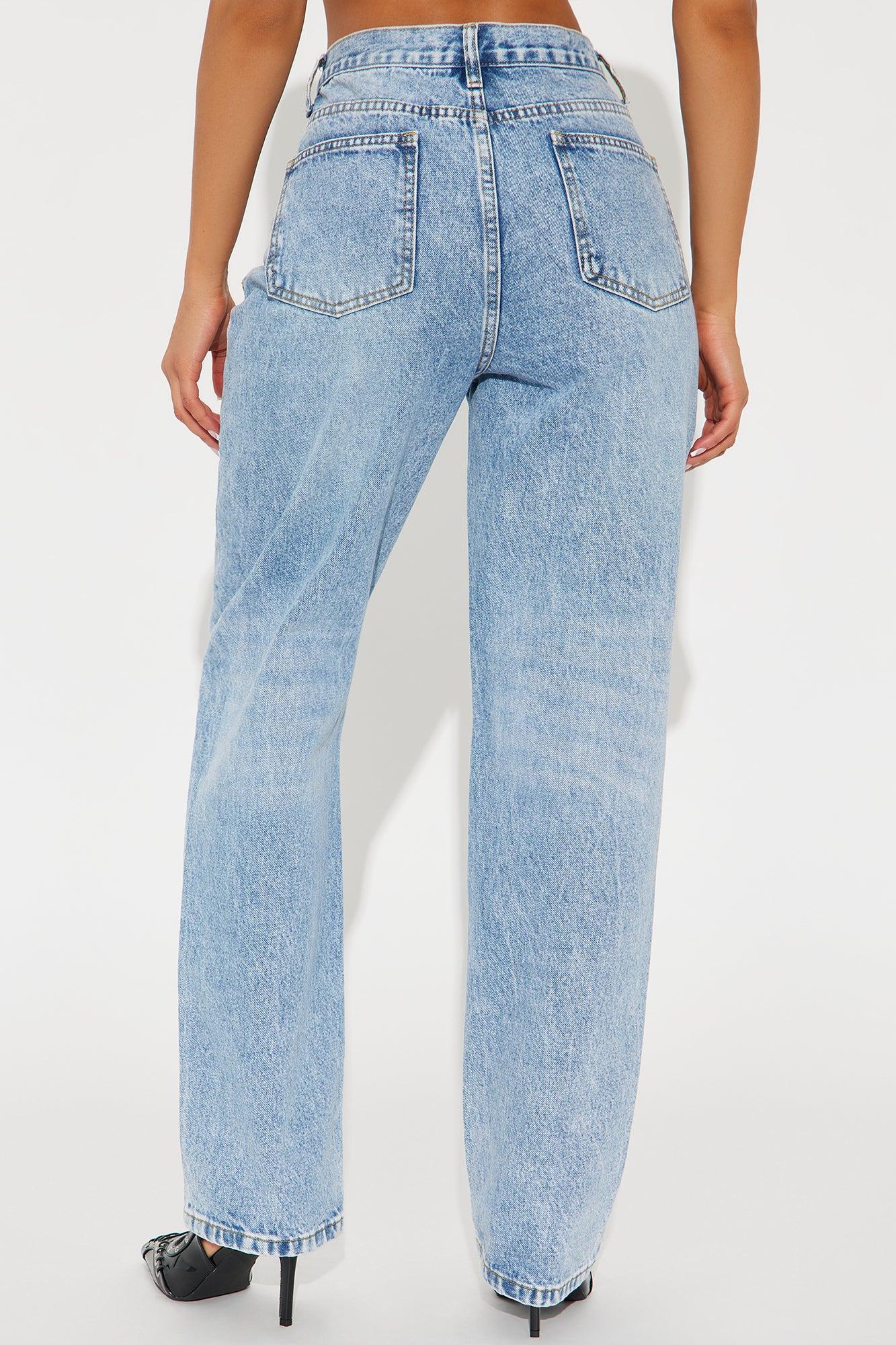 90s Crossover Straight Leg Jeans - Light Blue Product Image