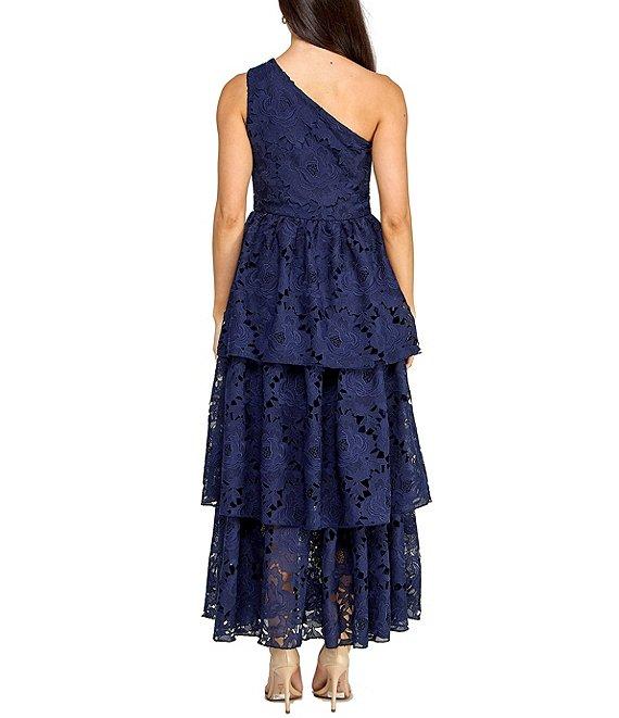 Layered With Love Florence Lace One Shoulder Neck Sleeveless Ruffle Tiered Maxi Dress Product Image