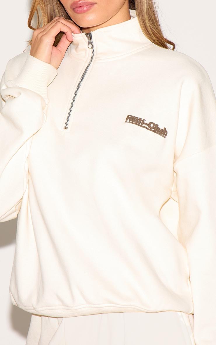 Cream Run Club Puff Print Quarter Zip Sweatshirt Product Image