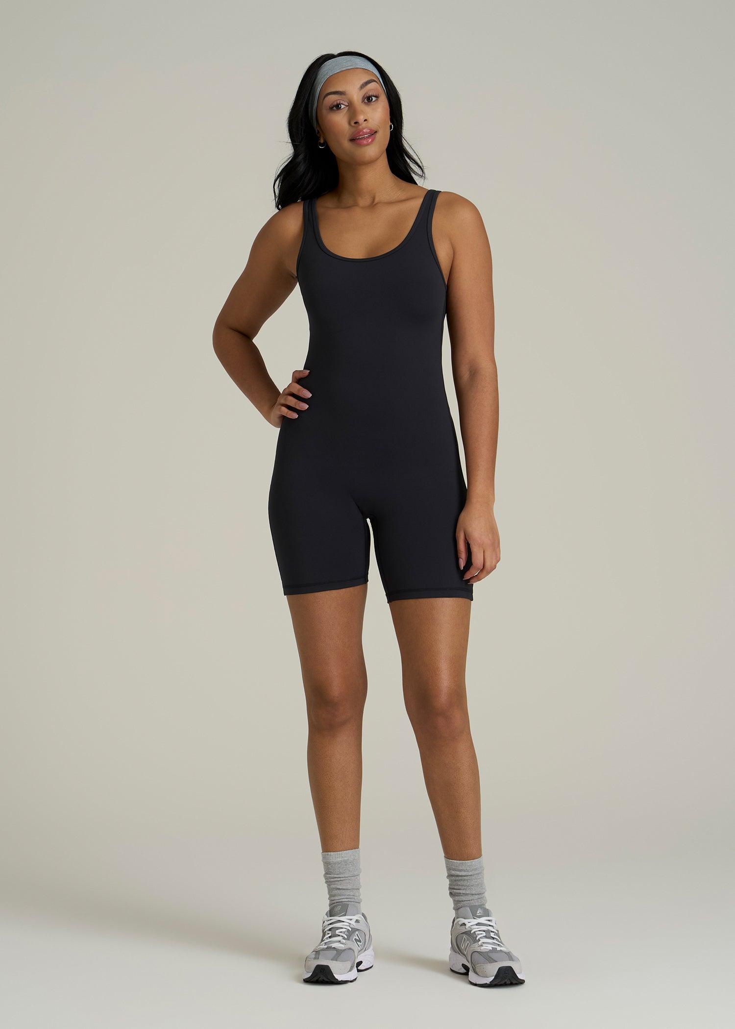 Balance Scoopneck Romper for Tall Women in Black Female Product Image