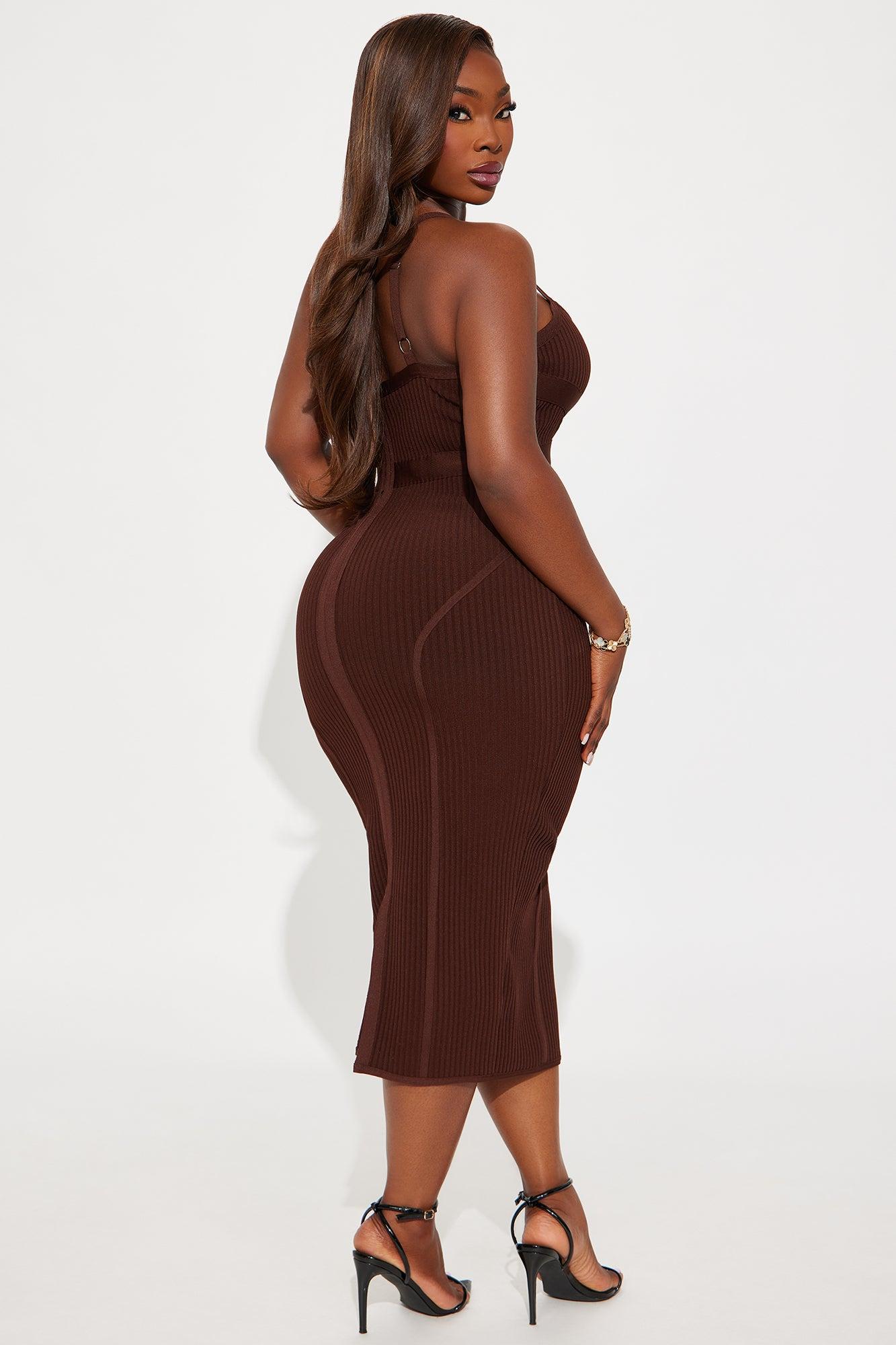 Misty Bandage Midi Dress - Chocolate Product Image