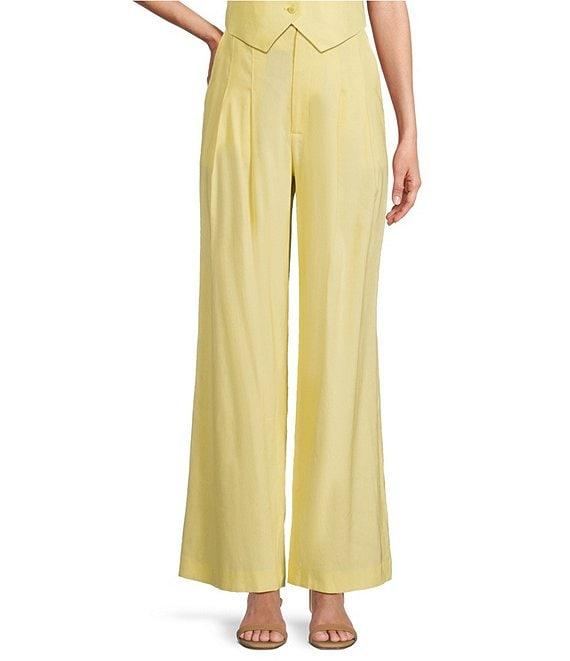 Antonio Melani Melinda Linen Blend Pleated Straight Leg Pants Product Image
