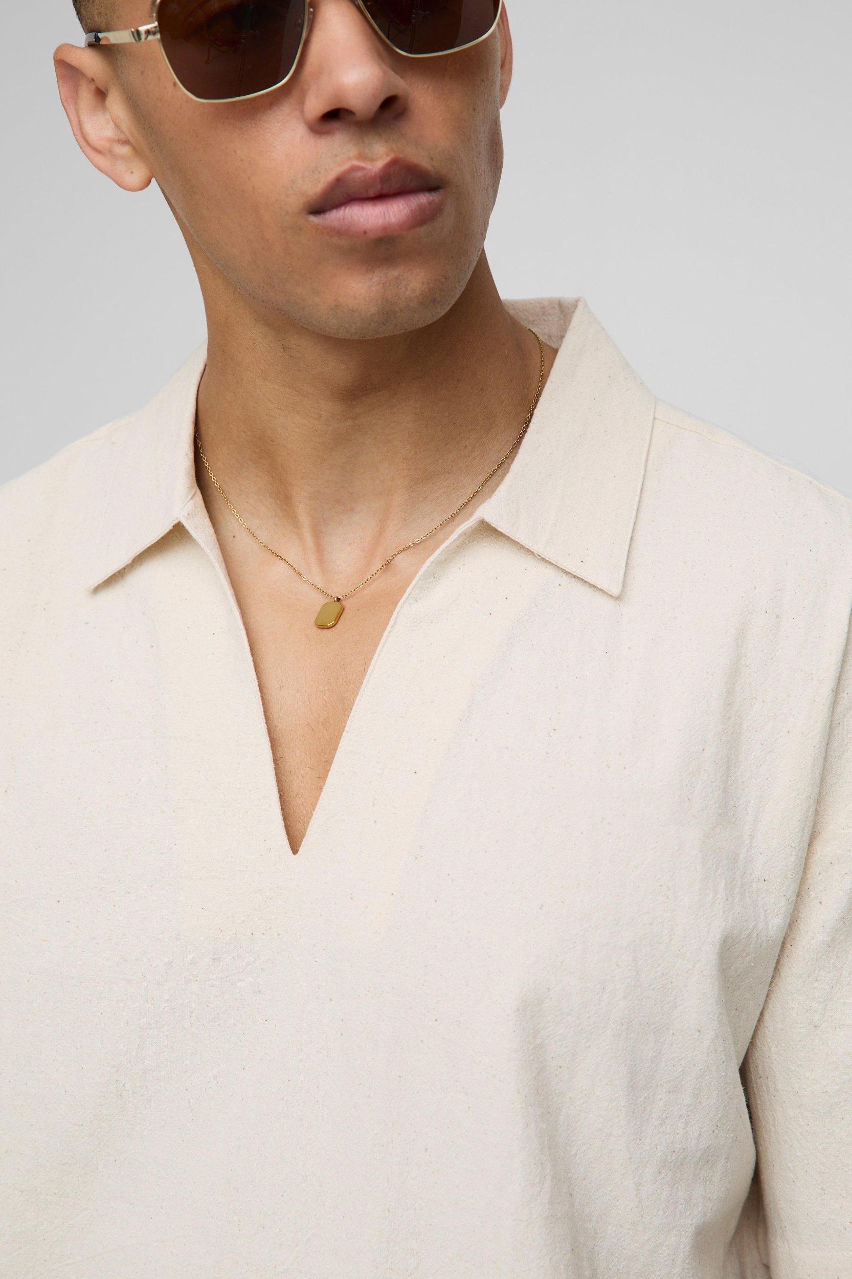 Oversized Short Sleeve V-Neck Crinkle Shirt | boohooMAN USA Product Image