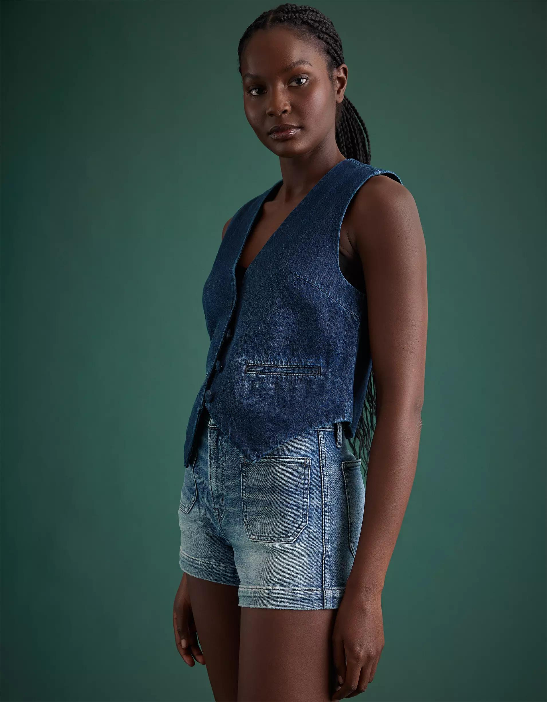 AE77 Premium High-Waisted Denim Short Product Image
