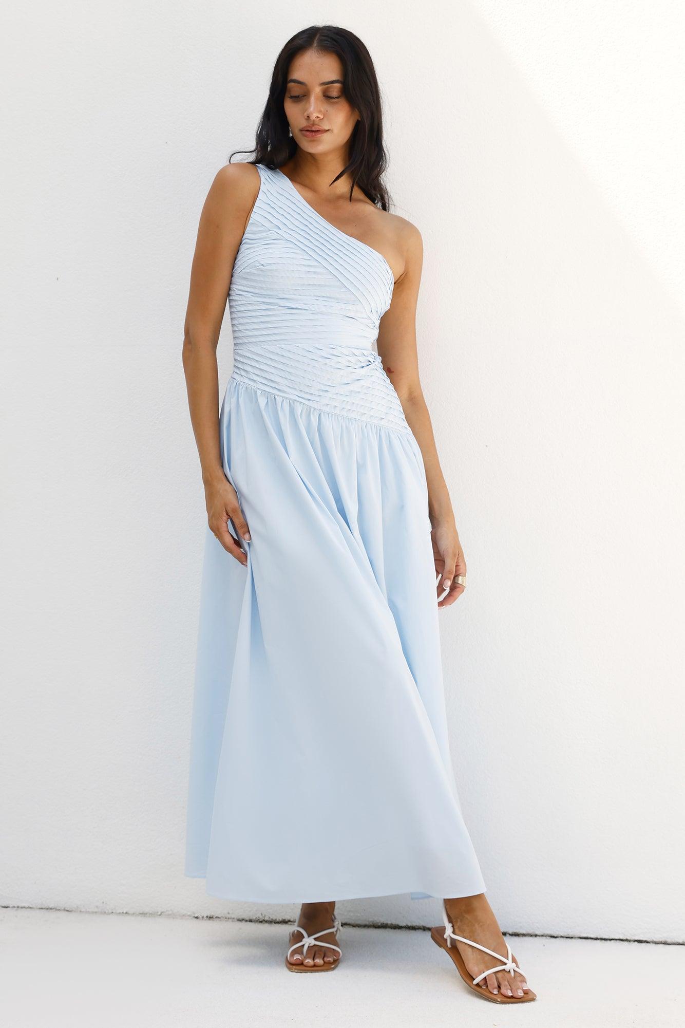 Seashell Moments One Shoulder Maxi Dress Blue Product Image