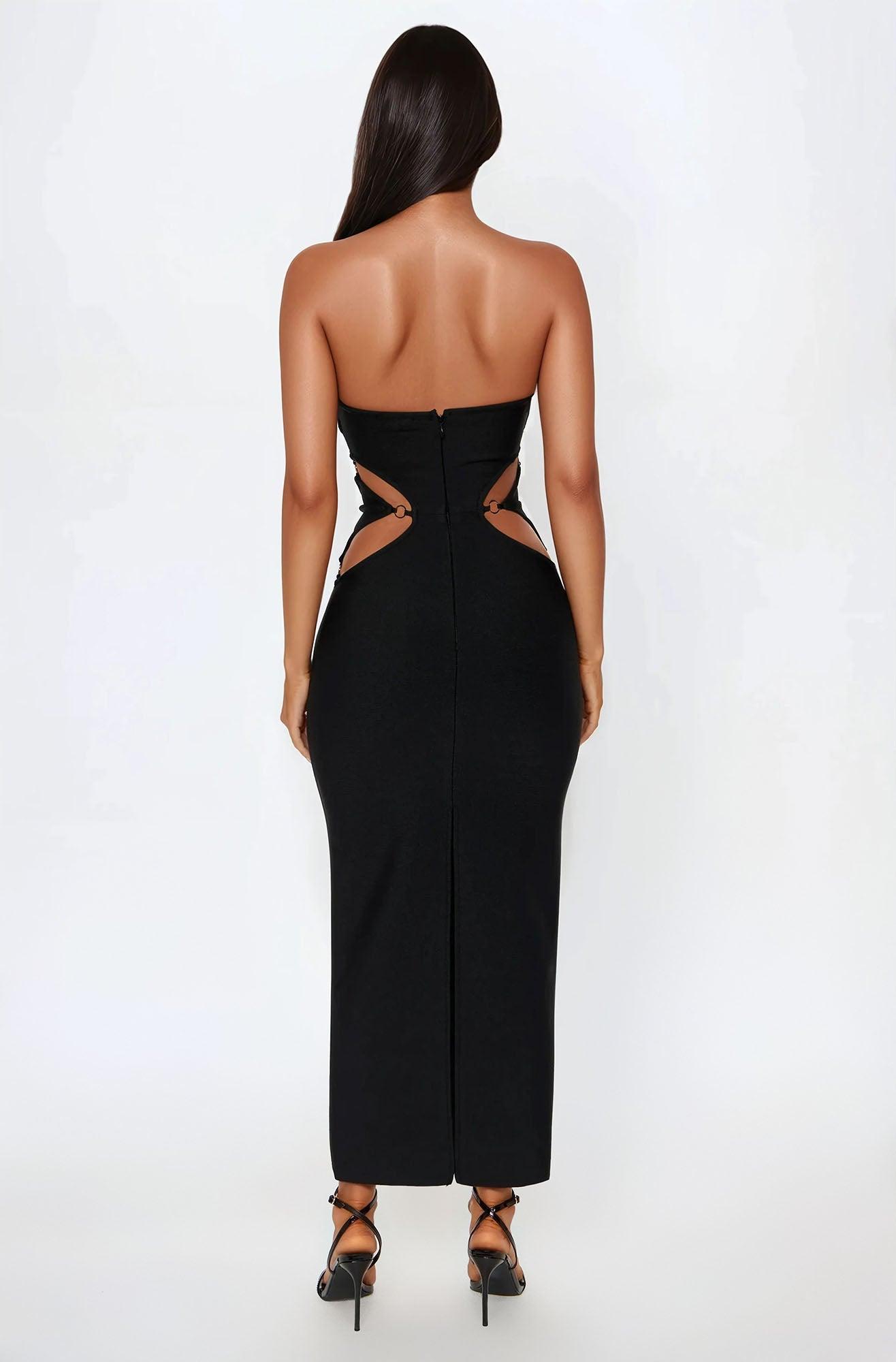 Jolene Cut Out Bandage Maxi Dress - Black Product Image